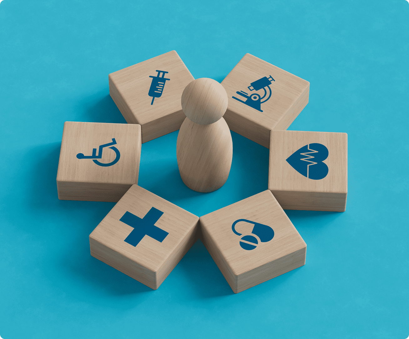 Medical themes on blue background