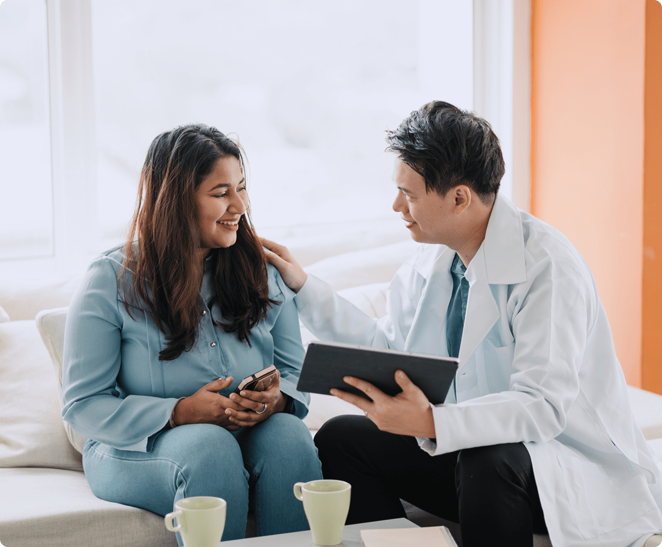Medical professional discussing with patient