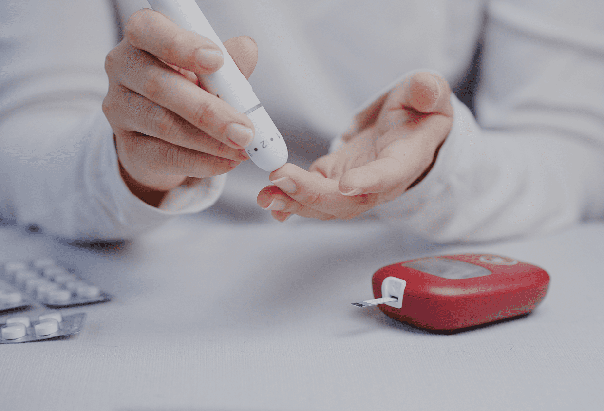 Person checking blood sugar level