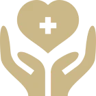 Caring hands holding a heart symbol