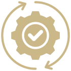 Cogwheel with check symbol